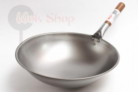 Lekki Wok 35 cm z wykrojonym brzegiem i jednym uchwytem (Rolled Edge London Wok)