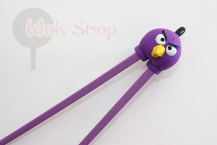 Dziecięce pałeczki do jedzenia, edukacyjne, z uchwytem Angry Birds fioletowy