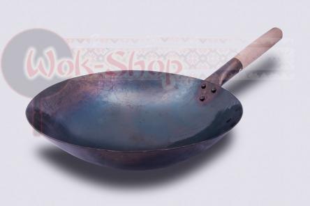 Wstępnie przygotowany wok 33 cm z jednym drewnianym uchwytem (preseasoned carbon steel wok)