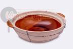 Chiński gliniany garnek Shago 26 cm z drucianym oplotem, z dwoma uchwytami i pokrywką (Shago, Claypot, Suna nabe, sandpot, piaskowy garnek)