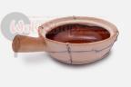Chiński gliniany garnek Shago o średnicy 16 cm z drucianym oplotem, z jednym uchwytem i pokrywką (Shago, Claypot, Suna nabe, sandpot, piaskowy garnek)